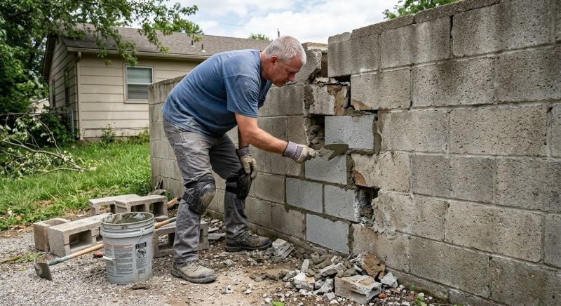 Cinder Block Wall Repair in Allegan County, MI