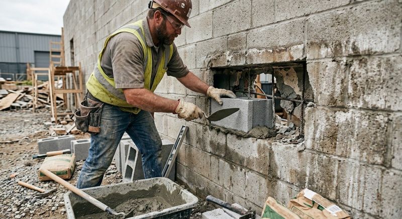 Cinder Block Wall Repair in Holland, MI