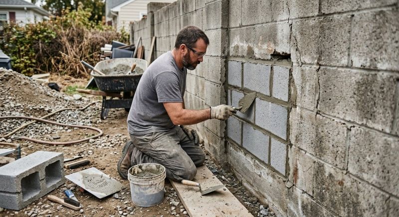 Cinder Block Wall Repair in Spring Lake, MI