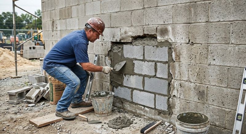 Cinder Block Wall Repair in Spring Lake, MI